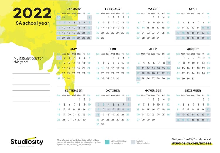 School terms and public holiday dates for SA in 2022 Studiosity